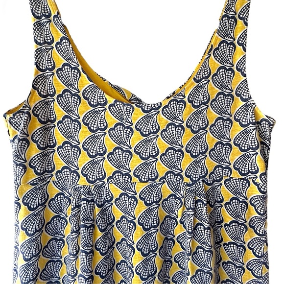 BODEN | CLAIRE SEASHELL MINI DRESS EMPIRE WAIST NAVY BLUE & YELLOW | 8 PETITE - Picture 7 of 12